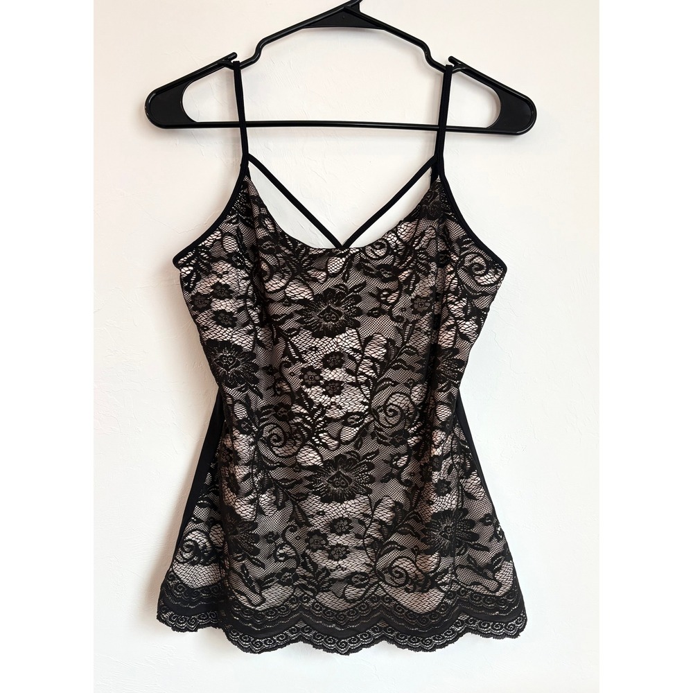 Boston Proper‎ Floral Lace Scalloped Hem Cami Top Preppy Romantic Girly Coquette